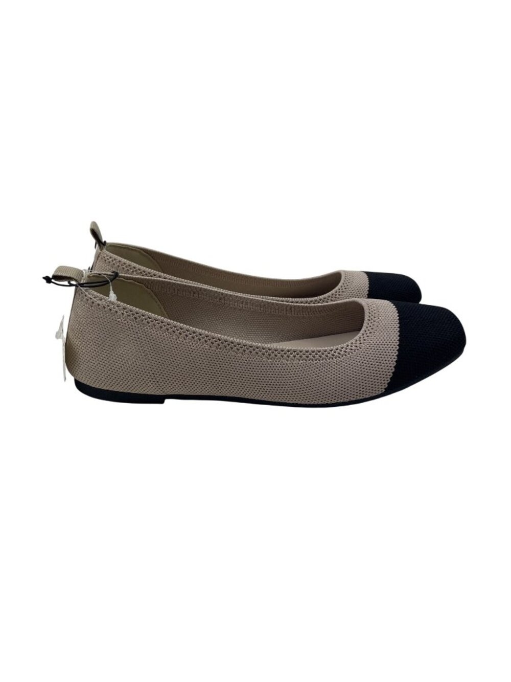 MIA Beige Knit Ballet Flats With Black Toe Cap Womens Shoes Size 9M - Picture 2 of 9